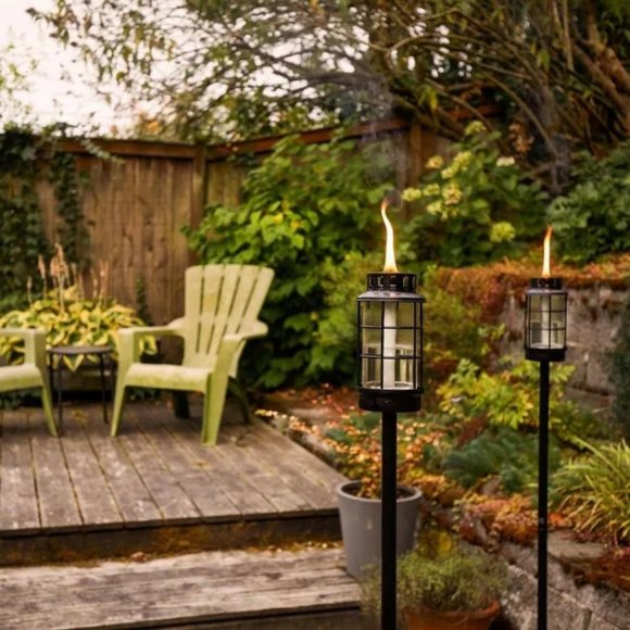 TIKI Round Lantern StepNStall Outdoor Torch - Picture 3 of 3